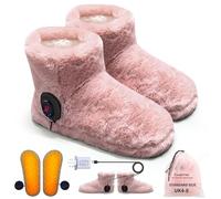 Foot Warmer for Cold Feet, Rechargeable Heated Slippers Women, Graphene Electric Heating Boots Socks Shoes Indoor, Built-in Batteries, Washable,8 Hours Heat, Save Heating Bills (pink)