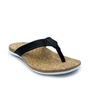 FootActive 'SUBER' Womens Orthotic Arch Support Flip Flops - BLACK - UK 6.5 / EU 40