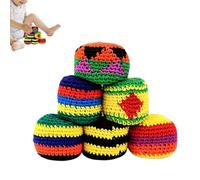 Footbag Crochet Set, 6 Pieces Handmade Knitted Colorful Balls, Durable Soft Footbag Game Toys for Outdoor Indoor Play Beach Park School College Camp Vacation Sports