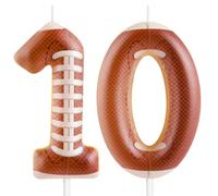Football 10th Birthday Candle Number 10 Candle Football Cake Decoration Birthday Party Supplies Superbowl Football Themed Cake Topper Decorations for Kids Boy Girl Tailgate Party Decor Supplies