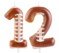 Football 12th Birthday Candle Number 12 Candle Football Cake Decoration Birthday Party Supplies Superbowl Football Themed Cake Topper Decorations for Kids Boy Girl Tailgate Party Decor Supplies