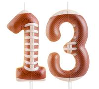 Football 13th Birthday Candle Number 13 Candle Football Cake Decoration Birthday Party Supplies Superbowl Football Themed Cake Topper Decorations for Kids Boy Girl Tailgate Party Decor Supplies