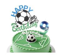 Football 9th Birthday Candles Cake Toppers Set,Blue Green Number 9 Candle,Boys 9th Birthday Decorations,Soccer Candles Toppers Football Cake Decorations for Soccer Themed Party Supplies