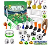 Football Advent Calendar with 24 Days Surprise Toys, Soccer Christmas Countdown Calendar with Field Background, Holiday for Boys Kids Party Favors