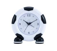 Football Alarm Clock for Kids Featuring Quiet Operation and Dual Alarm Modes Including Fun Sounds, Battery Powered and Compact for Desk or Nightstand (White)