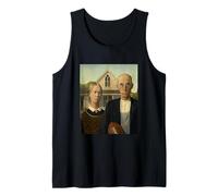 Football American Gothic Painting Parody Tank Top
