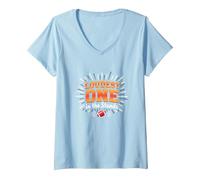 Football and Cheer Mom: Loudest One in The Stands V-Neck T-Shirt, Women, Baby Blue, M