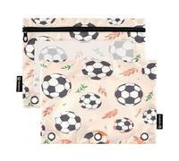 Football and Leaf Pencil Pouch for 3 Ring Binder, 2 PCS Binder Pencil Pouch with Zipper, Clear Window Zipper Pencil Case Pencil Bags for Office Supplies