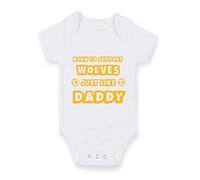 Football Baby Grow - White Cotton Onesie “Born to Support Wolves Just Like Daddy” Soccer Ball Design - Father's Day Gift for Newborns & Infant, Design-17, 0-3 months