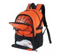 Football Bag with Boot Compartment Basketball Backpack with Ball Holder Sports Backpack with Water Bottle Pocket for Men and Women, Orange