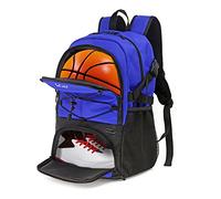 Football Bag with Boot Compartment Basketball Backpack with Ball Holder Sports Backpack with Water Bottle Pocket for Men and Women, Blue
