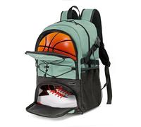 Football Bag with Boot Compartment Basketball Backpack with Ball Holder Sports Backpack with Water Bottle Pocket for Men and Women, Black