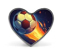 Football Ball Flying Flames Heart Metal Brooches 1 Inch Memorial Badges Exquisite Decorations Pins for Clothing