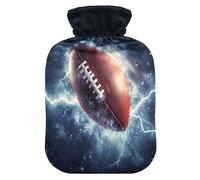 Football Ball Lightning Darkblue tag3 Hot Water Bottle with Cover for Pain Relief tag1 for tag2, 2L