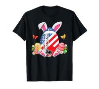 Football Ball with Helmet USA Flag & Bunny Ears Easter Day T-Shirt