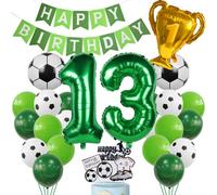 Football Balloon 13th Birthday Green Helium Balloon 13th Birthday Boy Cake Topper Football Birthday Decoration 13 Years Children's Birthday Party Decoration 13th Birthday Decoration Football Cake Deco