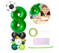 Football Balloons 8th Birthday Decorations for Boy, Football Balloons Decor, Soccer Birthday Party Supplies Party Decoration, Dark Green Number Balloon 8, Foil Green Sports Theme Party Supplies Decor
