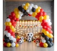 Football Balloons Arch Kit Soccer Party Decoration 100pcs Balloons Pack Red Yellow Black Balloons Football Balloons White Balloon Soccer Sports Balloons for Birthday Baby Shower Decoration