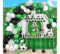 Football Balloons Garland Arch Kit, Green Black Balloons Arch Kit Soccer Dark Green and Black Latex Balloons Arch for Boys Men Birthday Baby Shower Soccer Match Party Decoration