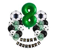 Football Balloons Set 8th Birthday Decoration, Football Balloon 8th Birthday Green, Birthday Decoration Boys 8 Years, 8 Balloon Football Decoration, Happy Birthday Garland