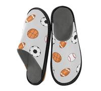 Football Basketball Ball Soccer Slippers for Men Women, Basketball Womens House Slippers Indoor Slipper Socks House Shoes Bedroom Travel Shoe Use