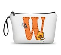 Football Birthday Appreciation Graduation Gifts Small Initial Makeup Toiletry Bag for Her Women Teacher Stuff Friend Girl-A, Basketball