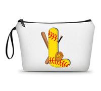 Football Birthday Appreciation Graduation Gifts Small Initial Makeup Toiletry Bag for Her Women Teacher Stuff Friend Girl-A, Softball