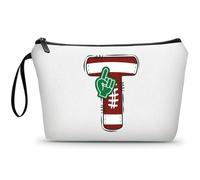 Football Birthday Appreciation Graduation Gifts Small Initial Makeup Toiletry Bag for Her Women Teacher Stuff Friend Girl-A, Football, T