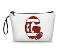 Football Birthday Appreciation Graduation Gifts Small Initial Makeup Toiletry Bag for Her Women Teacher Stuff Friend Girl-A, Football, G