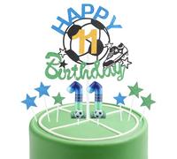 Football Birthday Candles Cake Toppers Set,Soccer Number 11 Candle for Cake,Boys 11th Birthday Decorations,Blue Green Candles Cake Toppers Soccer Cake Decorations for Football Themed Party Supplies