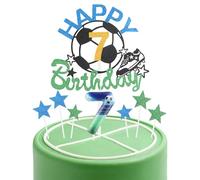 Football Birthday Candles Cake Toppers Set,Soccer Number 7 Candle for Cake,Boys 7th Birthday Decorations,Blue Green Candles Cake Toppers Soccer Cake Decorations for Football Themed Party Supplies