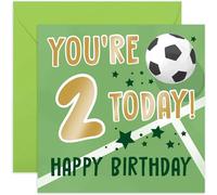 Football Birthday Card - 2nd Birthday Card for Him & Her - Age 2 - Footie Mad - Son, Nephew, Grandson, Daughter, Niece - Blank Inside
