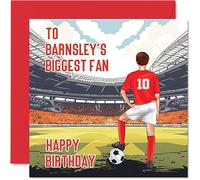 Football Birthday Card for Barnsley Fans - Biggest Fan - Fun Happy Birthday Card for Son Dad Brother Uncle Colleague Friend Cousin, 145mm Footy Footie Bday Greeting Cards