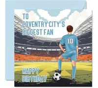 Football Birthday Card for Coventry Fans - Biggest Fan - Fun Happy Birthday Card for Son Dad Brother Uncle Colleague Friend Cousin, 145mm Footy Footie Bday Greeting Cards