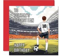 Football Birthday Card for Fulham Fans - Biggest Fan - Fun Happy Birthday Card for Son Dad Brother Uncle Colleague Friend Cousin, 145mm Footy Footie Bday Greeting Cards