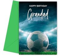 Football Birthday Card for Grandad - Perfect Happy Bday Cards for Any Age Grandpa or Gramps, Football Birthday Card