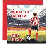 Football Birthday Card for Lincoln Fans - Biggest Fan - Fun Happy Birthday Card for Son Dad Brother Uncle Colleague Friend Cousin, 145mm Footy Footie Bday Greeting Cards