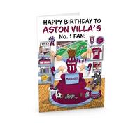 Football Birthday Card for Number 1 Aston Villa Fan - Lots of Club Inspired Details - Large A5 Card Size - Made in the UK - For Him or Her Supporters