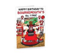 Football Birthday Card for Number 1 Bournemouth Fan - Lots of Club Inspired Details - Large A5 Card Size - Made in the UK - For Him or Her Supporters