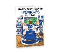 Football Birthday Card for Number 1 Ipswich Fan - Lots of Club Inspired Details - Large A5 Card Size - Made in the UK - For Him or Her Supporters