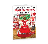 Football Birthday Card for Number 1 Man Utd Fan - Lots of Club Inspired Details - Large A5 Card Size - Made in the UK - For Him or Her Supporters