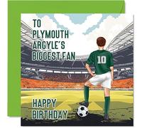 Football Birthday Card for Plymouth Fans - Biggest Fan - Fun Happy Birthday Card for Son Dad Brother Uncle Colleague Friend Cousin, 145mm Footy Footie Bday Greeting Cards