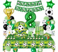 Football Birthday Decoration 8 Years, Football Party Tableware Set, Birthday Decoration 8 Years Boy, Football Balloons Paper Plates Cups Napkins Tablecloth for Party Children's Birthday Decoration