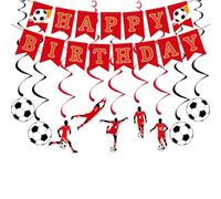 Football Birthday Decoration Soccer Happy Birthday Banner Bunting Hanging Football Swirls Streamers for Boys Girls Fans Anniversary Celebration Party Decor Game Day Decor