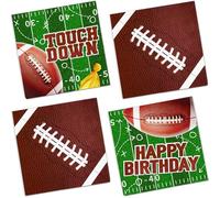 Football Birthday Party Decorations Napkins, 48Pcs Football Party Supplies Paper Touch Down Napkin Brown Football Napkins for Game Day Tailgate Sport Birthday Party Decorations