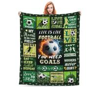 Football Blanket Gifts for Men Teen Boys, Large Cool Football Blanket for Birthday Gift Ideas Lovers Room Decor 60"X 50" (Green-Football)