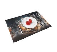 Football Blast Pattern Elegant Placemats Set Of 4 - Customized Spring Dining Table Decor, Heat Resistant, Durable Polyester Table Mats For Home And Hotel