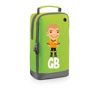 Football Boot Bags for Boys with Free Kit and Initials - Durable and Personalised Sports Bag - Mens Bald Green