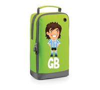 Football Boot Bags for Boys with Free Kit and Initials - Durable and Personalised Sports Bag - Mens Bhrunette Stripes Green