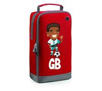 Football Boot Bags for Boys with Free Kit and Initials - Durable and Personalised Sports Bag - Mens Black Red